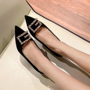 Satin buckle French girl ladies single shoes